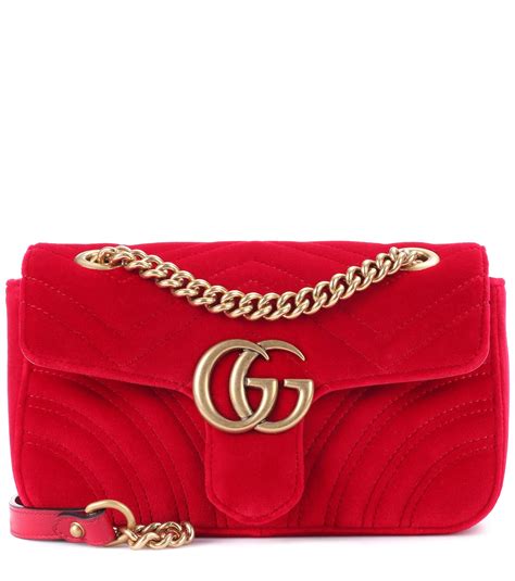 gucci red velvet duffle bag|Gucci marmont shoulder bag red.